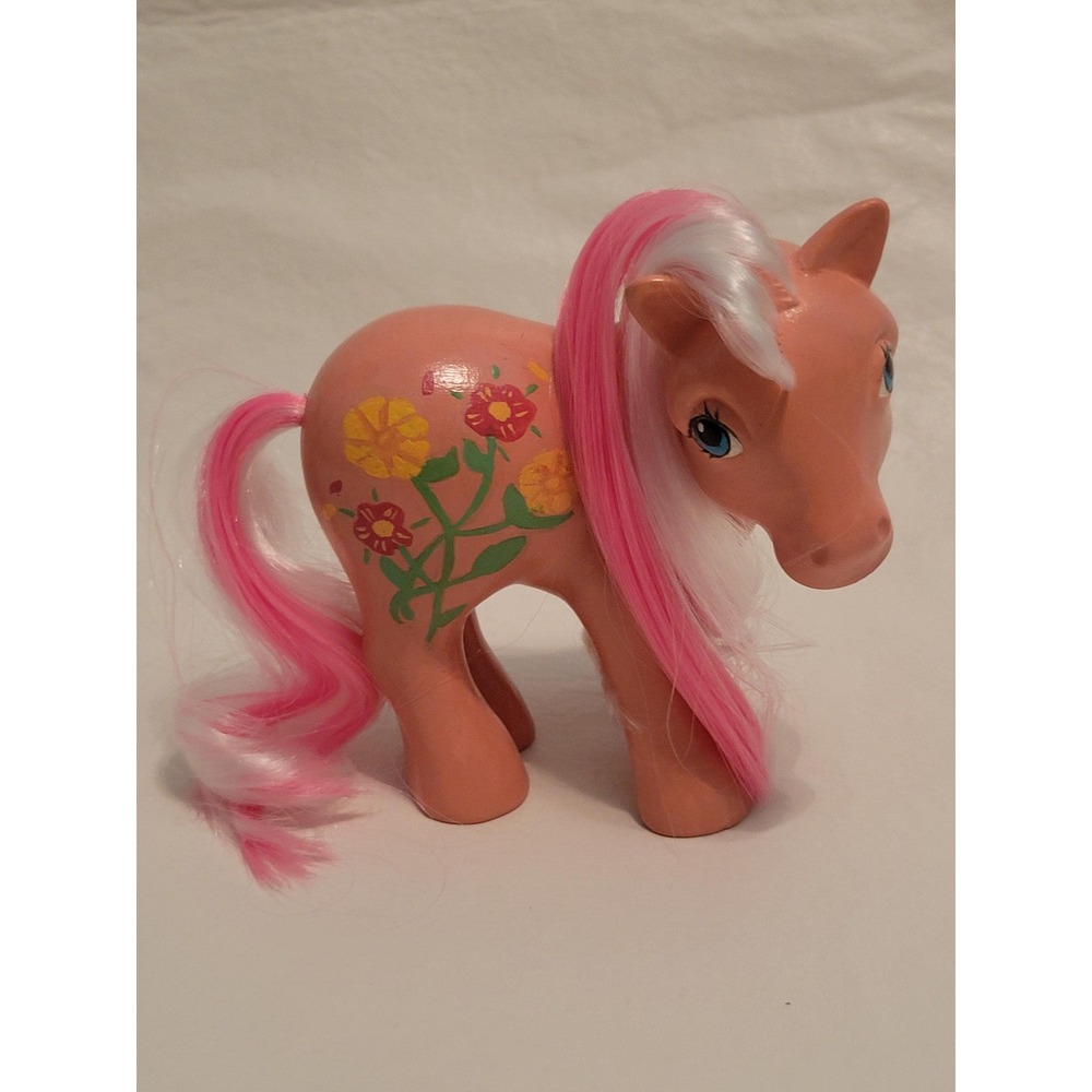 CUSTOM Little Pony G1 Sweet Clover Vintage Pink Peach Flowers OOAK REPAINT
